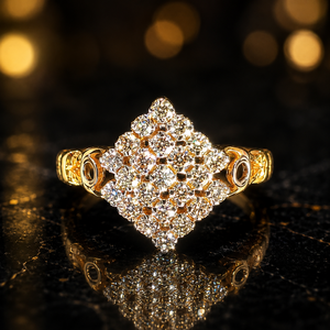 Designer 14K <b>Gold</b> Women <b>Ring</b> with Brilliant CZ Square Cluster Premium Bridal Fashion Jewelry Supplier - Product Image 4