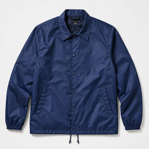 Men's Navy Blue <b>Waterproof</b> Casual Shirt <b>Jacket</b> Turn-down Collar Regular Fit Polyester Spring Coat With Button Closure - Product Image 1