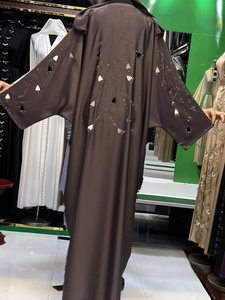 New2026 Selling Abaya Modest Dubai Beaded Sequined <b>Long</b> Sleeve Abaya Muslim Traditional Handmade Wedding Women Breathable V Neck - Product Image 5