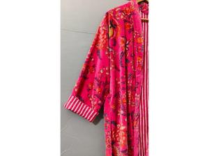 Luxury Printed Knitted Velvet Cotton Thick Long Autumn Winter <b>Kimono</b> Robe <b>Jackets</b> Bridesmaid Bathrobe Women Dressing Gown Pink - Product Image 3