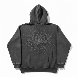 Wholesale Hoodie <b>Tracksuit</b> Unisex <b>Retro</b> Spider Print Hooded Sweatshirt Winter Warm Thick Fleece Pullover Top - Product Image 2