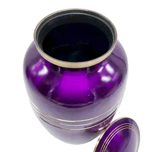 Urnes funéraires pour cendres humaines adulte 200 pouces cubes, urne commémorative artisanale en métal avec sac en velours - Product Image 2