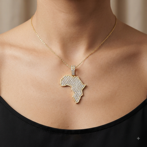 Collar de Lujo Personalizado Estilo Hip Hop, Oro Sólido de 10K, Unisex, con Mapa del Continente Africano, Colgante con Diamantes Cultivados en Laboratorio, Regalo - Product Image 2