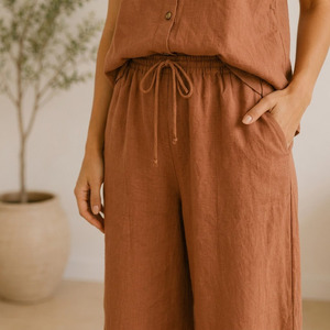 Ensemble de pyjama en lin pour femmes, respirant, doux, certifié OEKOTEX, vêtements de détente pour femmes, vêtements de nuit d'été - Product Image 3