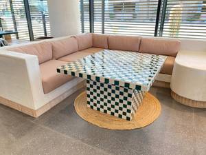 Luxury Bone Inlay Checkerboard Center Table Handmade Mosaic Coffee Table Modern Living Room Furniture <b>Black</b> White Inlay Accent - Product Image 6