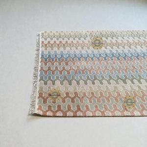 Hand Knotted Wool Oushak <b>Rug</b> | Pastel <b>Boho</b> Geometric Turkish Carpet Stain Resistant Anti-Slip Machine Washable for Home Exercise - Product Image 5