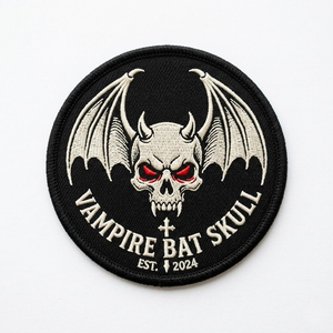 Patch thermocollant brodé motif Tour de château gothique Yeux rouges, Badge rond Dark Fantasy, Applique personnalisée en gros pour vêtements et sacs - Product Image 4