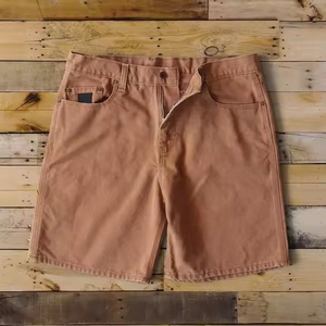 Vintage Washed 100%cotton Denim Cargo Shorts Custom logo Print Double Knee Raw Hem Jean Shorts Casual Baggy Fit Jorts for Men - Product Image 1