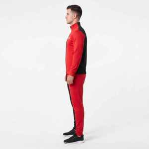 Men's Two-<b>Tone</b> Full Zip Tracksuit <b>Red</b> Black Color Block Sporty Jogging Set With Side Pockets Regular Fit Autumn Wear - Product Image 3