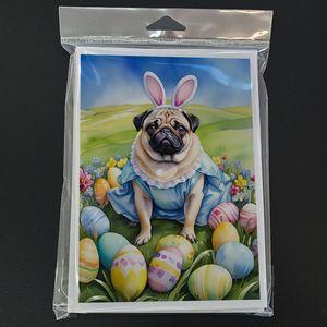 Whimsical A7 Size 5x7 Blank <b>Note</b> <b>Cards</b> Pug Easter Egg Hunt <b>Greeting</b> <b>Card</b> Pack of 8 with Envelopes - Product Image 3