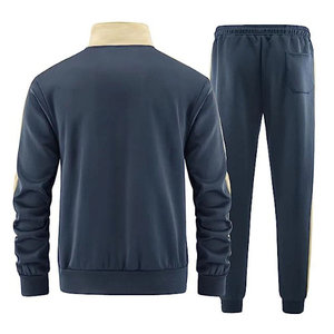 Conjunto Deportivo para Hombre, Color Sólido, Manga Larga, Cierre de Cremallera, Cuello Alto, Estilo Deportivo, para Otoño, con Bolsillos Laterales, Secado Rápido, Ligero - Product Image 4