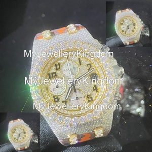 Reloj de Lujo para Hombre con Esfera de Moissanita Antigua, Resistente al Agua 10 Bar, Chapado en Oro Blanco y Amarillo, Estilo Hip-Hop - Product Image 5