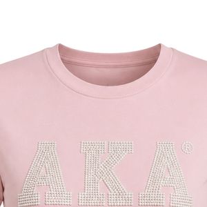 Camiseta Rosa con Letras de Perlas para Mujer, Manga Corta, Algodón, Diseño Gráfico, Informal, a la Moda, para el Verano, Ropa Diaria - Product Image 5