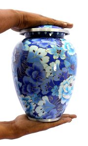 Blue Floral Ceramic Urn Teardrop Shape Classical Style Airtight Pet Casket - Product Image 6