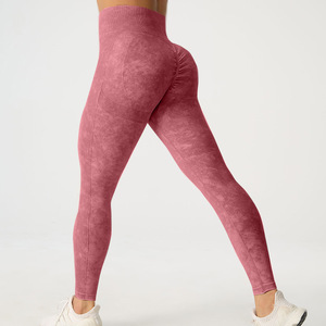 Leggings de sport pour femme, respirants, sans couture, en nylon tricoté, moulants, effet push-up fessier, pour la course en extérieur et le yoga - Product Image 1