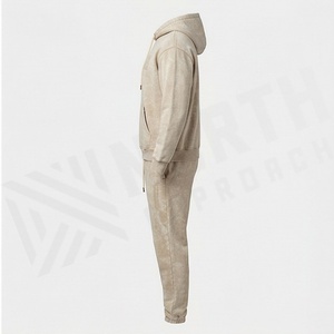 Conjunto Deportivo Personalizado con Efecto Desgastado, Sudadera con Capucha y Pantalones Deportivos de Algodón, Estilo Vintage, para Hombre, Ropa Deportiva Premium para Gimnasio - Product Image 3