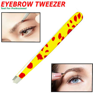 Pince à épiler professionnelle en acier inoxydable avec manche jaune, outil de précision pour l'épilation des sourcils - Product Image 3