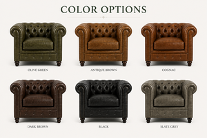 Elegante Sillón Chesterfield de Cuero Vintage con Adornos de Tachuelas, Sillón de Lujo para Sala de Estar, Sillón Chesterfield de Cuero Decorativo - Product Image 5