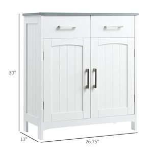 Armadio Europeo Bianco in PVC/MDF Autoportante per Biancheria con 2 Cassetti e Doppie Ante, Ripiano Regolabile - Product Image 3