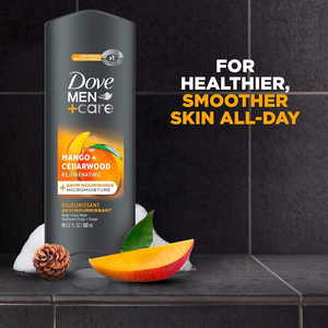 MEN + CARE ครีมอาบน้ำ กลิ่นมะม่วง+ซีดาร์วูด สำหรับผู้ชาย แพ็ค 4 ชิ้น พร้อมเทคโนโลยีไมโครมอยส์เจอร์บำรุงผิว 24 ชั่วโมง ขนาด 18 ออนซ์ - Product Image 5