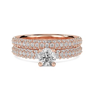 แหวนเพชรทรงกลมคลาสสิกวินเทจ 0.85 กะรัต เพชรเลี้ยงในห้องปฏิบัติการ ตัวเรือนทองคำขาว 18K สีเหลือง ขาว และโรสโกลด์ พร้อมแพลตตินัม - Product Image 3