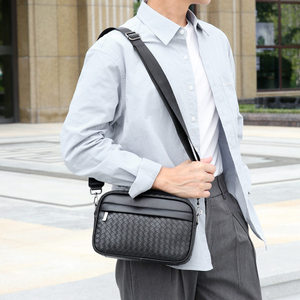 Waterproof Men Plaid PU Crossbody Bag Durable <b>Small</b> Square Polyester Shoulder Bag Casual Daily <b>Purse</b> - Product Image 4
