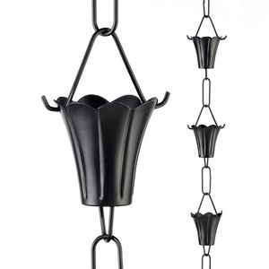 Chaîne de pluie décorative en métal texturé en forme d'entonnoir, remplacement élégant pour gouttière, pour extérieurs de jardin raffinés - Product Image 2