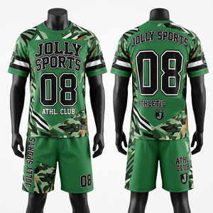 Mens <b>Athletic</b> Football Set Quick Dry Polyester Mesh Jersey Shorts Ribbed Neck Custom Printed Logo jersey short set for men's - Product Image 4