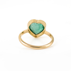 Dernière nouveauté : Bague en forme de cœur en émeraude zambienne de 2,37 ct, plaquée rhodium noir, en or jaune massif 18 carats – Cadeau de Saint-Valentin - Product Image 6