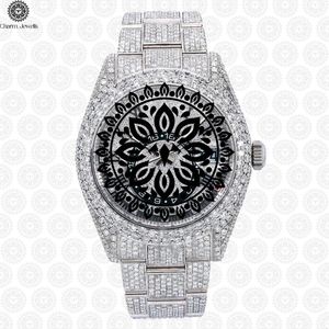 Montre de luxe pour homme Charm Jewels en acier inoxydable avec accents de diamants, mouvement mécanique analogique, cadran de 40 mm, résistance à l'eau 10 bars, automatique - Product Image 2