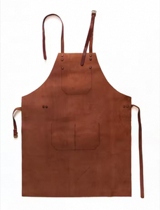 Vintage Style Genuine Leather <b>Apron</b> Multi-Pocket <b>BBQ</b> Cooking Welding Workshop <b>Apron</b> Premium Genuine Leather Adjustable Strap - Product Image 5