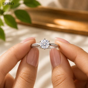 Bague de fiançailles élégante en argent sterling 925 avec moissanite, bijou en diamant rond brillant - Product Image 3