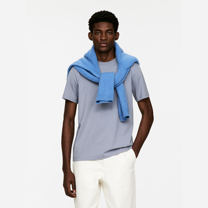 T-shirt décontracté pour homme en coton épais de qualité supérieure, à manches courtes et col rond, avec logo personnalisé, grandes tailles - Product Image 2