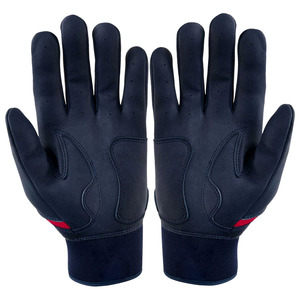 Men & Women Baseball Batting Gloves Leather Breathable Anti Slip Adjustable Wrist Navy <b>Red</b> Sports Training OEM Supply - Product Image 2