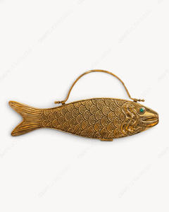 Handmade Gold Metal Fish Shape Luxury Eco Friendly Waterproof Clutch Bag Embossed <b>Scale</b> Design Top Handle Antique Minaudiere - Product Image 1