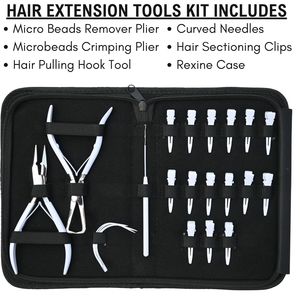 Professional Hair Extension Tools Kit Microbeads Crimping Remover Plier Hook Needle Sectioning Clips stainless steel salon tools - Product Image 2