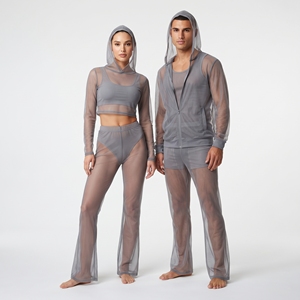 Transparent Tracksuit Women Stylish Sexy Sheer Tracksuit Women Casual Lightweight Sheer Mesh Crop Hoodie <b>Sweatpants</b> <b>Set</b> - Product Image 1
