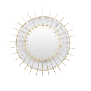 Espejo de Pared Rústico Hecho a Mano con Diseño de Flor Metálica Dorada, Espejo Decorativo Redondo para Decoración del Hogar y Hoteles, Suministro al por Mayor - Product Image 4