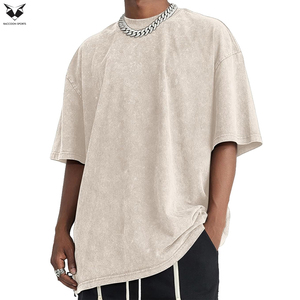 เสื้อยืดโอเวอร์ไซส์วินเทจลายฟอกสี ปี 2026 สำหรับผู้ชาย ผ้าฝ้ายสีพื้น สตรีทแวร์ เสื้อยืดเบสิค สวมใส่สบายๆ ทรงหลวม เสื้อท็อปส์ - Product Image 2