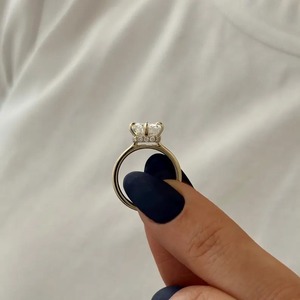 Trendy Design Emerald Cut 4 Carat Lab Grown <b>Diamond</b> Compass Set Engagement <b>Ring</b> Hidden Halo IGI Certified 18k <b>Diamond</b> <b>Ring</b> - Product Image 2
