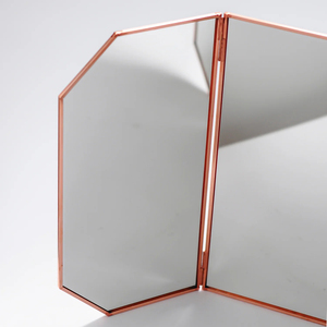 Wholesale Luxury Home Decorative Handmade Rose Gold Metal Framed Glass Foldable Tabletop <b>Mirror</b> For Women Dressing & <b>Makeup</b> - Product Image 3