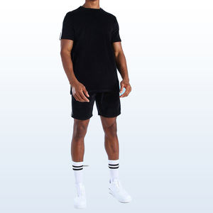 Ensemble short et t-shirt personnalisable pour homme, 100 % coton, style streetwear d'été, col rond, pour OEM - Product Image 3