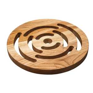 Natural Olive Wood Trivet <b>Round</b> Slatted Non Slip Heat Resistant Hot Pot Pad Premium Wooden Kitchen Table Coaster <b>Mat</b> - Product Image 2