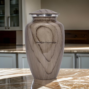Urna de cremación clásica grande texturizada de madera mate de estilo americano para ceremonia funeraria, tarro de almacenamiento de cenizas conmemorativas, precio al por mayor - Product Image 3