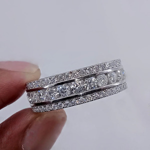 Cut Men's Moissanite Engagement Cluster Band <b>Ring</b> 925 Sterling <b>Silver</b> <b>Eternity</b> Band Rhodium Plated Iced Out Hip Hop Jewelry - Product Image 1