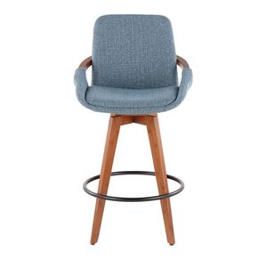 Sgabello da Bar Cosmo Stile Mid-Century in Noce e Tessuto Blu Noise, Collezione Sgabelli da Bar - Product Image 5