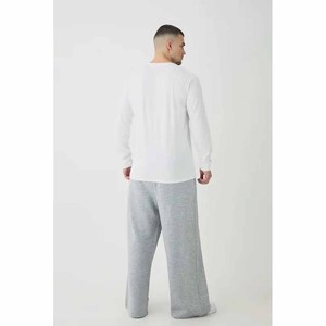Pantalones anchos de punto para mujer, color gris liso, cintura media, elásticos, holgados, largos, informales, con bolsillos - Product Image 5