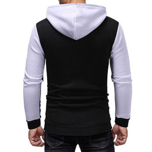 Sweat-shirt à capuche zippé en molleton noir et bleu pour homme, manches raglan, veste décontractée à capuche, vêtements d'automne - Product Image 2