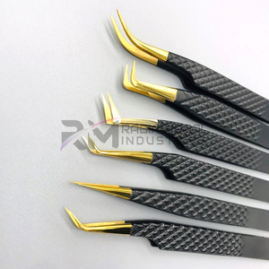 Pince à épiler pour extensions de cils en acier inoxydable de haute qualité RMI, 45/90 degrés, logo personnalisé, emballage d'usine, pince à épiler à pointe en fibre pour cils - Product Image 3