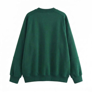 Sweat-shirt vert à col en V, logo personnalisé imprimé, unisexe, col rayé, manches longues, style universitaire, streetwear, pull-over, vente en gros OEM - Product Image 2